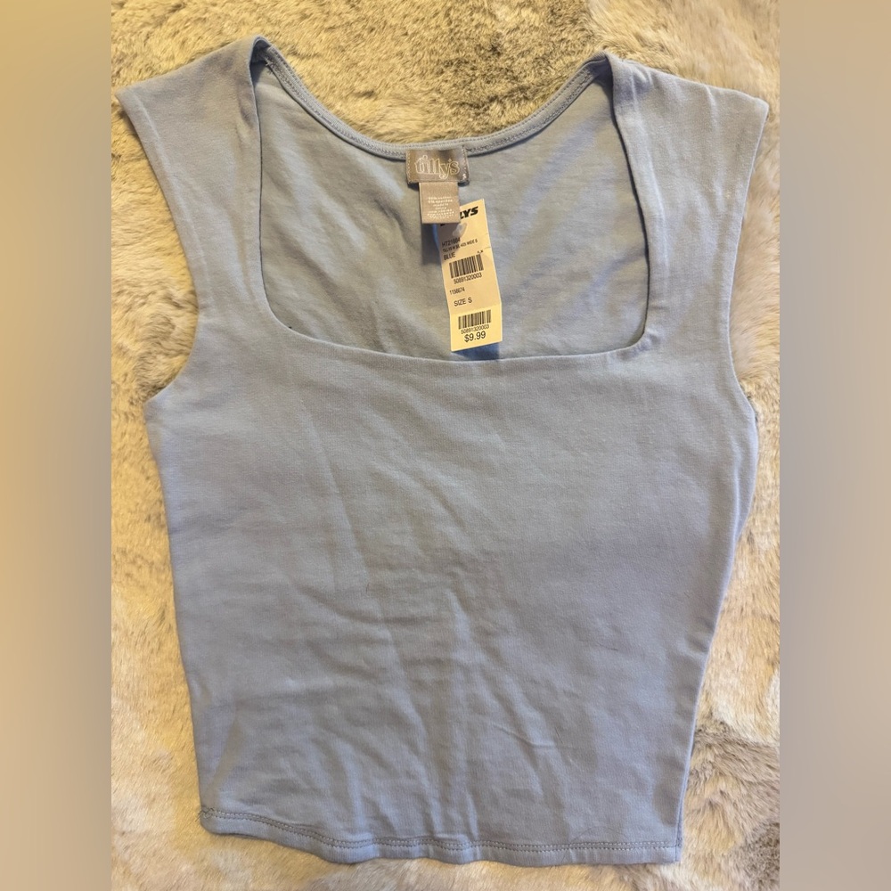 tillys cloud blue square neck crop top